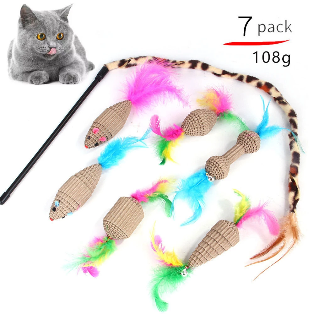 cat wand toy with 7 pcs