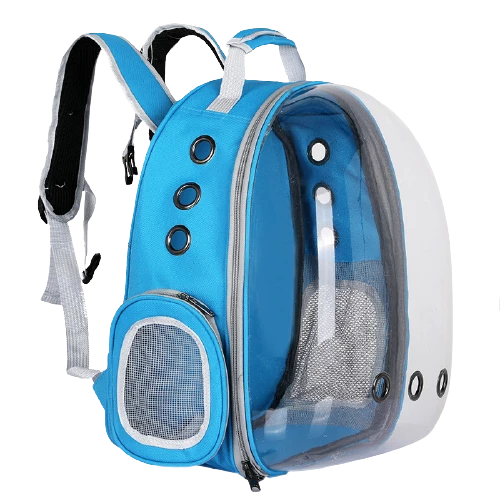 Pet Backpack L34cm*W25cm*H42cm Transparent + Blue