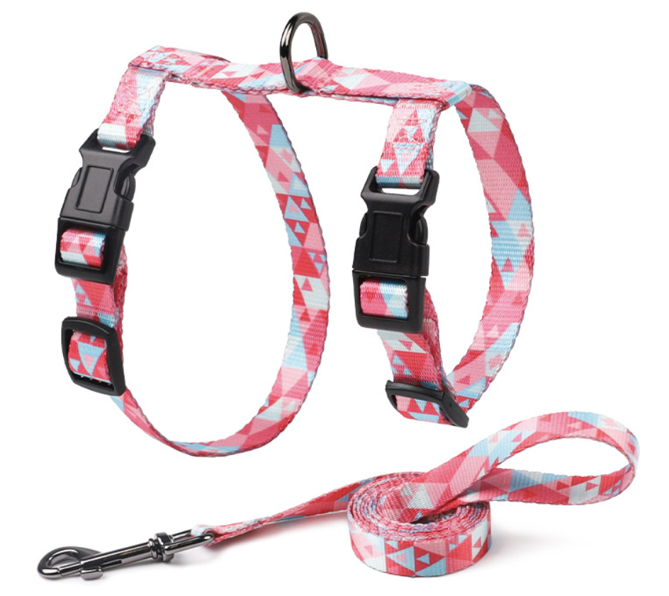 H Type Cat Harness with Lead collar size 20-30cm, chest 27-42cm, less than 7kgs