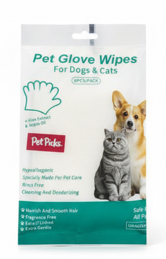 Disposable Pet Glove Wipes 6Pcs