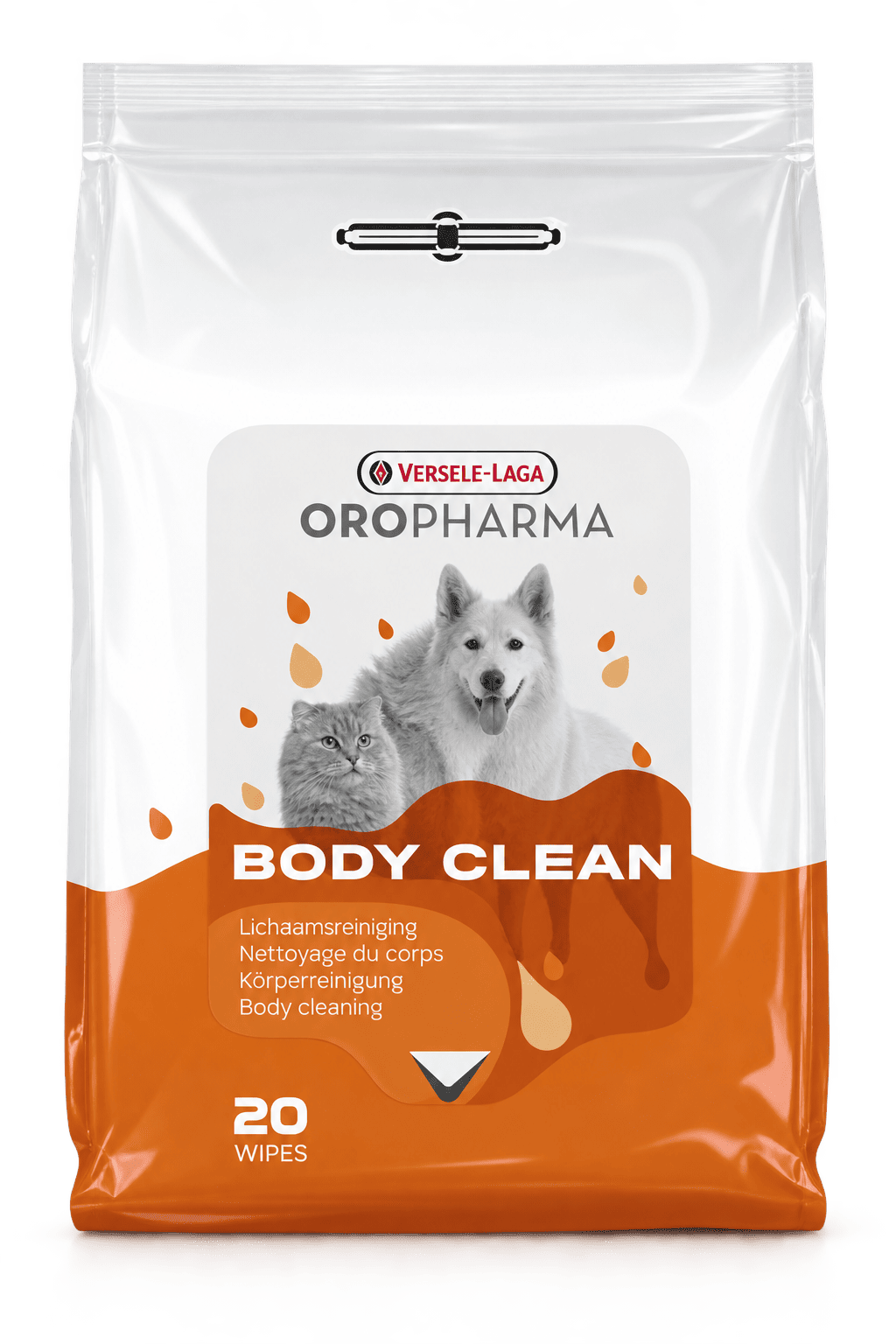 Versele-Laga Oropharma Body Clean – Cleansing Wipes for Cats & Dogs – 20 Wipes