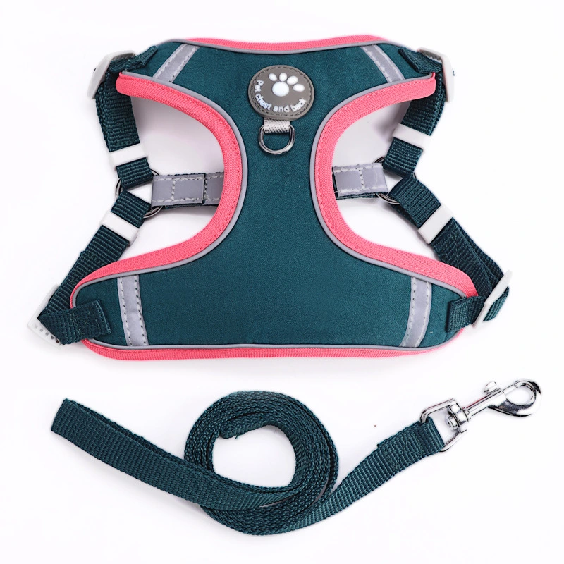 Pet Dog Cat Harness Leash Set - B Green M size, L120*1.5cm