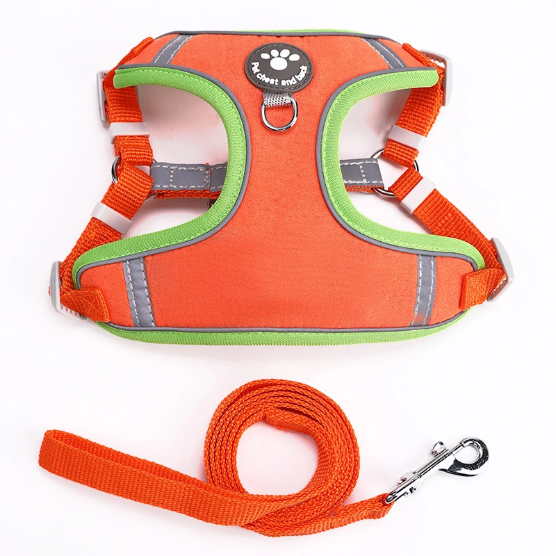 Pet Dog Cat Harness Leash Set - Orange L size, L120cm*W1.5cm
