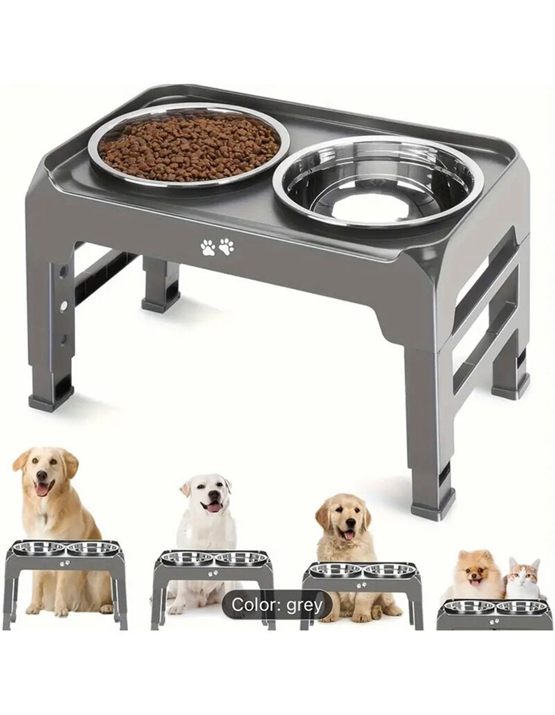 Adjustable Stainless Steel Pet Dining Table L38cm*W22cm*Adjustable Height 8.2cm-26cm