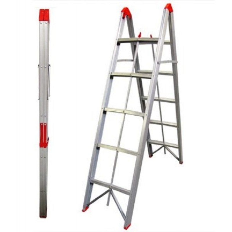 5-Steps Silver Folding Ladder