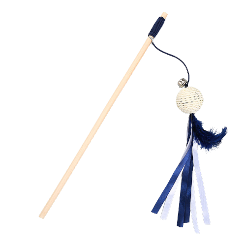 Cat Wand Blue Feather Mouse Shape