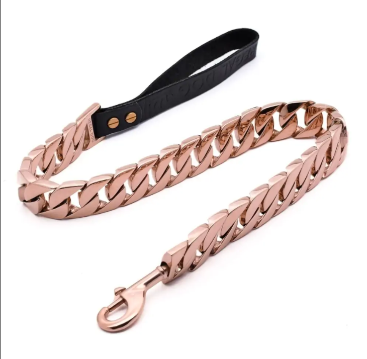 Rosegold strong metal dog chain Leash 3.2cm45cm+handle 10cm