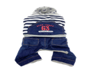 [1505] Dog Clothes Blue Striped Jeans L