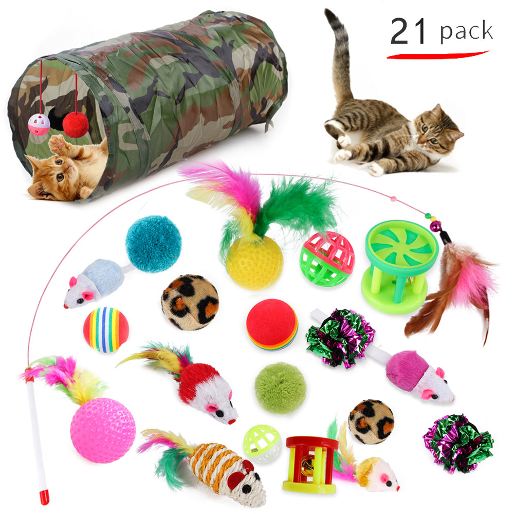 Tunnel with Wand 21pcs Cat Toy